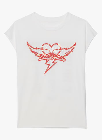 Tee-shirt col rond en coton ZADIG&VOLTAIRE Blanc